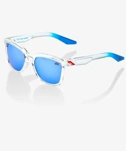 100% Europe Sales Shop 29 100% Europe HUDSON - Jorge Martin SE Polished Clear - HiPER Blue Multilayer Mirror Lens Sunglasses