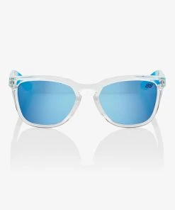 100% Europe HUDSON - Jorge Martin SE Polished Clear - HiPER Blue Multilayer Mirror Lens Sunglasses