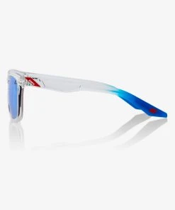 100% Europe HUDSON - Jorge Martin SE Polished Clear - HiPER Blue Multilayer Mirror Lens Sunglasses