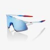 100% Europe HYPERCRAFT® TotalEnergies Team Matte White / Metallic Blue - HiPER® Blue Multilayer Mirror Lens Sunglasses