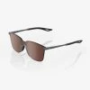 100% Europe Sunglasses LEGERE SQUARE - Soft Tact Cool Gray - HiPER Crimson Silver Mirror Lens