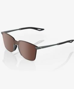 100% Europe Sunglasses LEGERE SQUARE - Soft Tact Cool Gray - HiPER Crimson Silver Mirror Lens