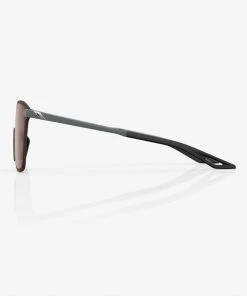100% Europe Sunglasses LEGERE SQUARE - Soft Tact Cool Gray - HiPER Crimson Silver Mirror Lens