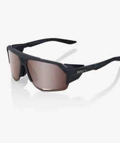 100% Europe Sunglasses NORVIK™ - Soft Tact Crystal Black - HiPER® Crimson Silver Mirror Lens