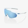 100% Europe Sunglasses RACETRAP® 3.0 - Matte White - HiPER Blue Multilayer Mirror Lens