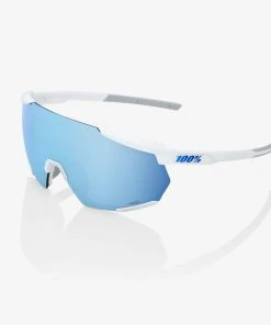 100% Europe Sunglasses RACETRAP® 3.0 - Matte White - HiPER Blue Multilayer Mirror Lens