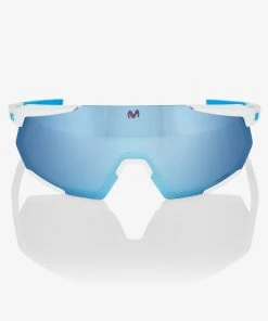 100% Europe Racetrap 3.0 SE Movistar Team White - HiPER Blue Multilayer Mirror Lens Sunglasses