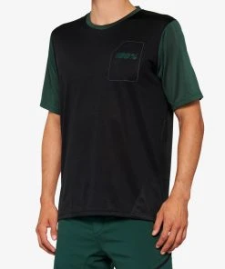 100% RIDECAMP Short Sleeve Jersey Black/Forest Green Men's Jerseys