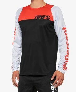 100% Men's Jerseys R-CORE Long Sleeve Jersey Black/Racer Red