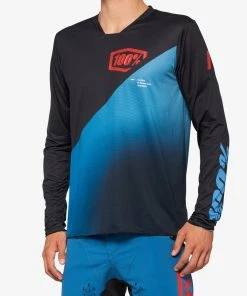 100% R-CORE-X Long Sleeve Jersey Black/Slate Blue Men's Jerseys