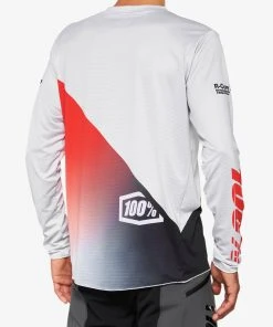 100% R-CORE-X Long Sleeve Jersey Grey/Racer Red