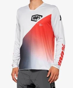 100% R-CORE-X Long Sleeve Jersey Grey/Racer Red