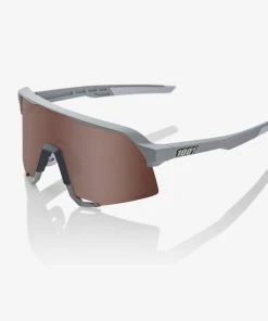 100% Europe Sunglasses S3® - Soft Tact Stone Grey - HiPER® Crimson Silver Mirror Lens
