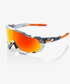 100% Europe Sunglasses SPEEDTRAP® - Soft Tact Grey Camo - HiPER® Red Multilayer Mirror Lens